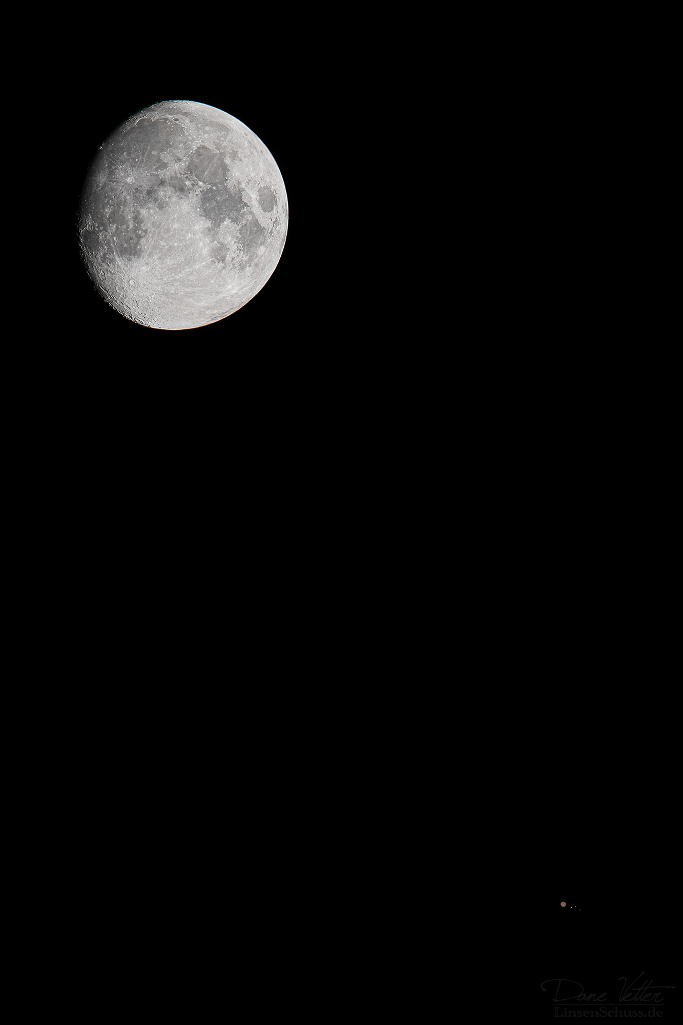 Begegnung von Mond und Jupiter am 13.07.2019