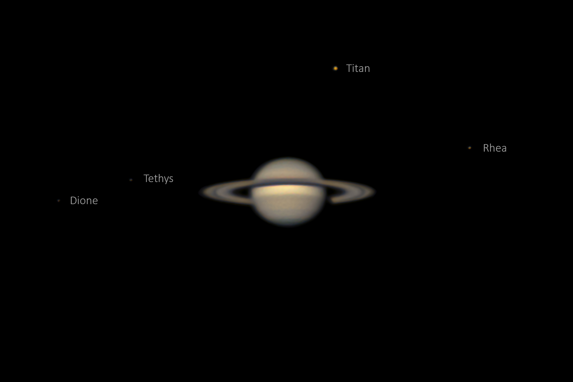 5. Juli 2026 – Saturn mit vier seiner Monde